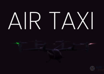 Passenger boarding an electric air taxi at vertiport for their first flight experience