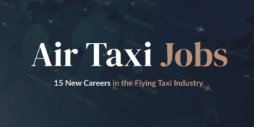 Air taxi jobs and careers infographic showing 15 different roles in the eVTOL flying taxi industry 2026